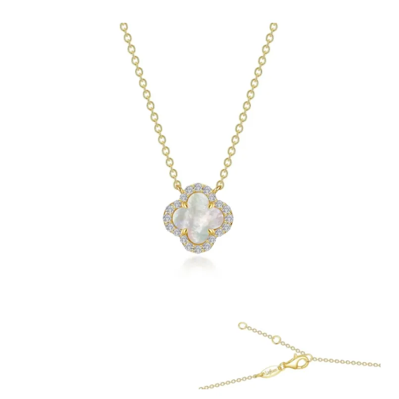 0.49 CTW Mother of Pearl Halo Necklace