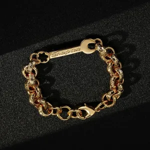 12mm Gold Spanner Belcher Bracelet 7.5/8 Inch