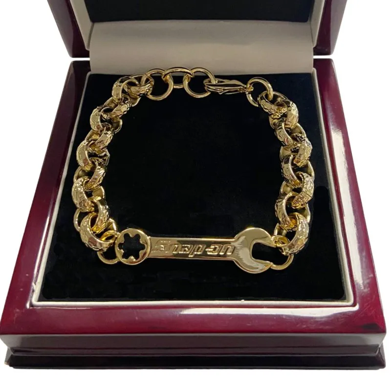 12mm Gold Spanner Belcher Bracelet 7.5/8 Inch