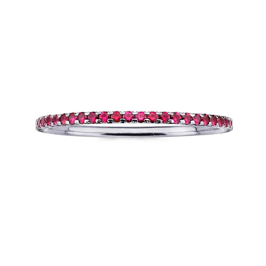 14K Gold and Red Ruby Eternity Stacking Rings