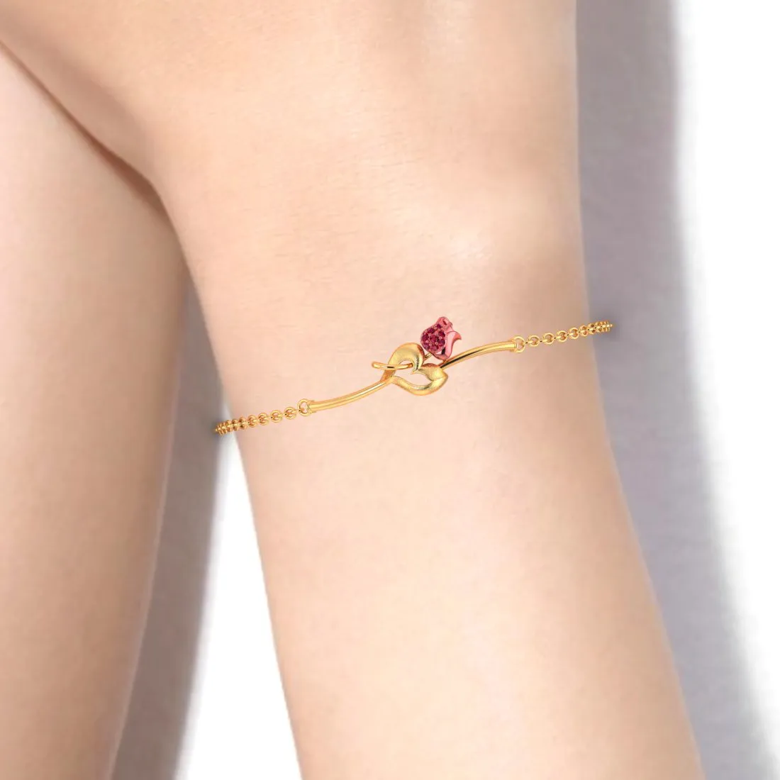 14k Gold Bracelet With A Tulip Flower Design