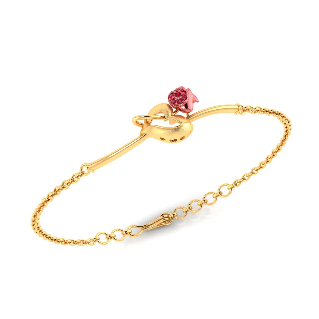 14k Gold Bracelet With A Tulip Flower Design