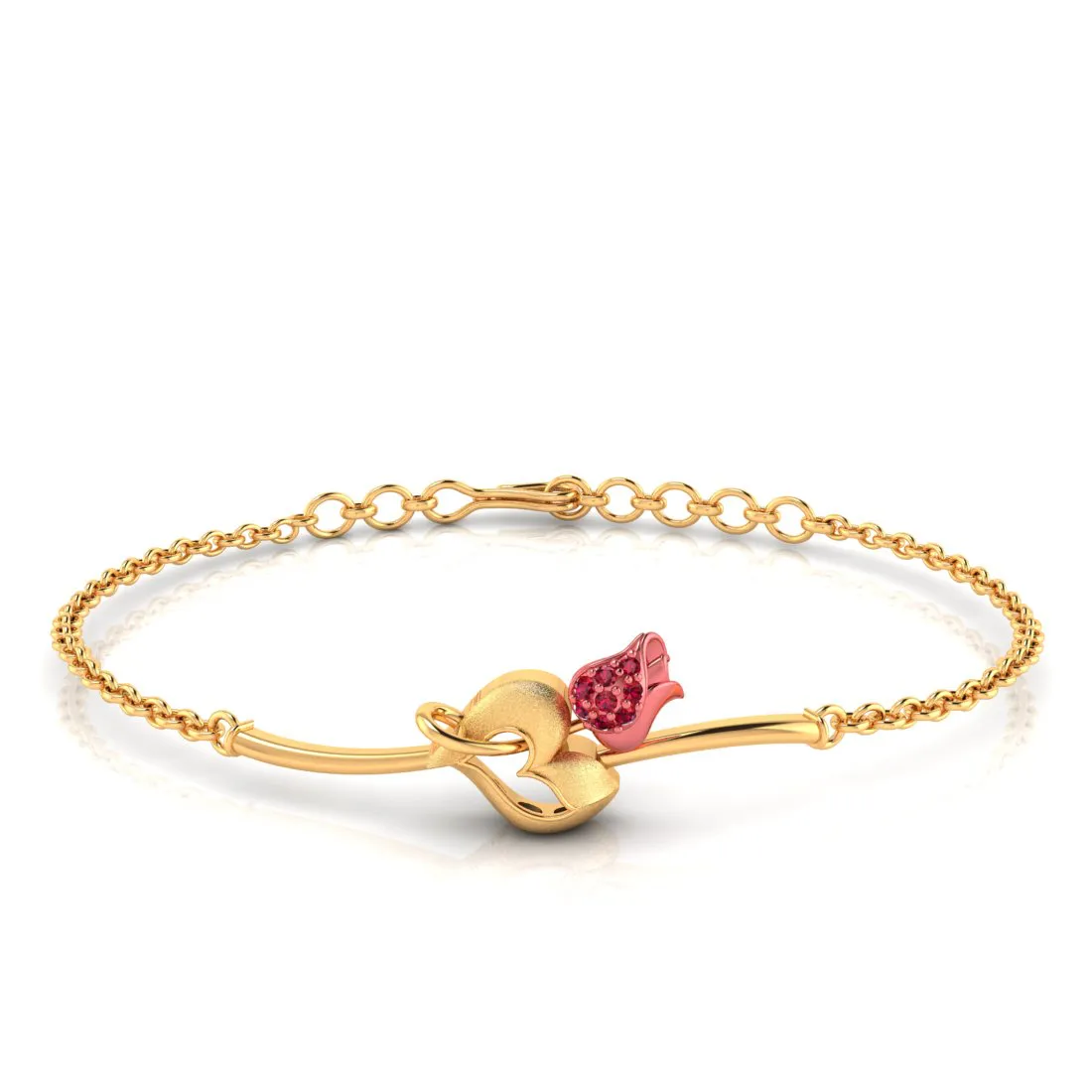 14k Gold Bracelet With A Tulip Flower Design