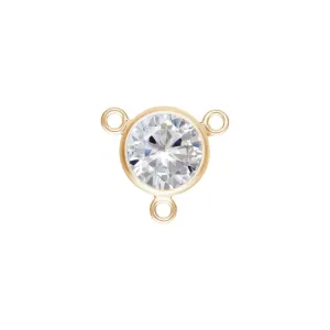 14K Gold Filled Y Bezel Connector with 6mm CZ