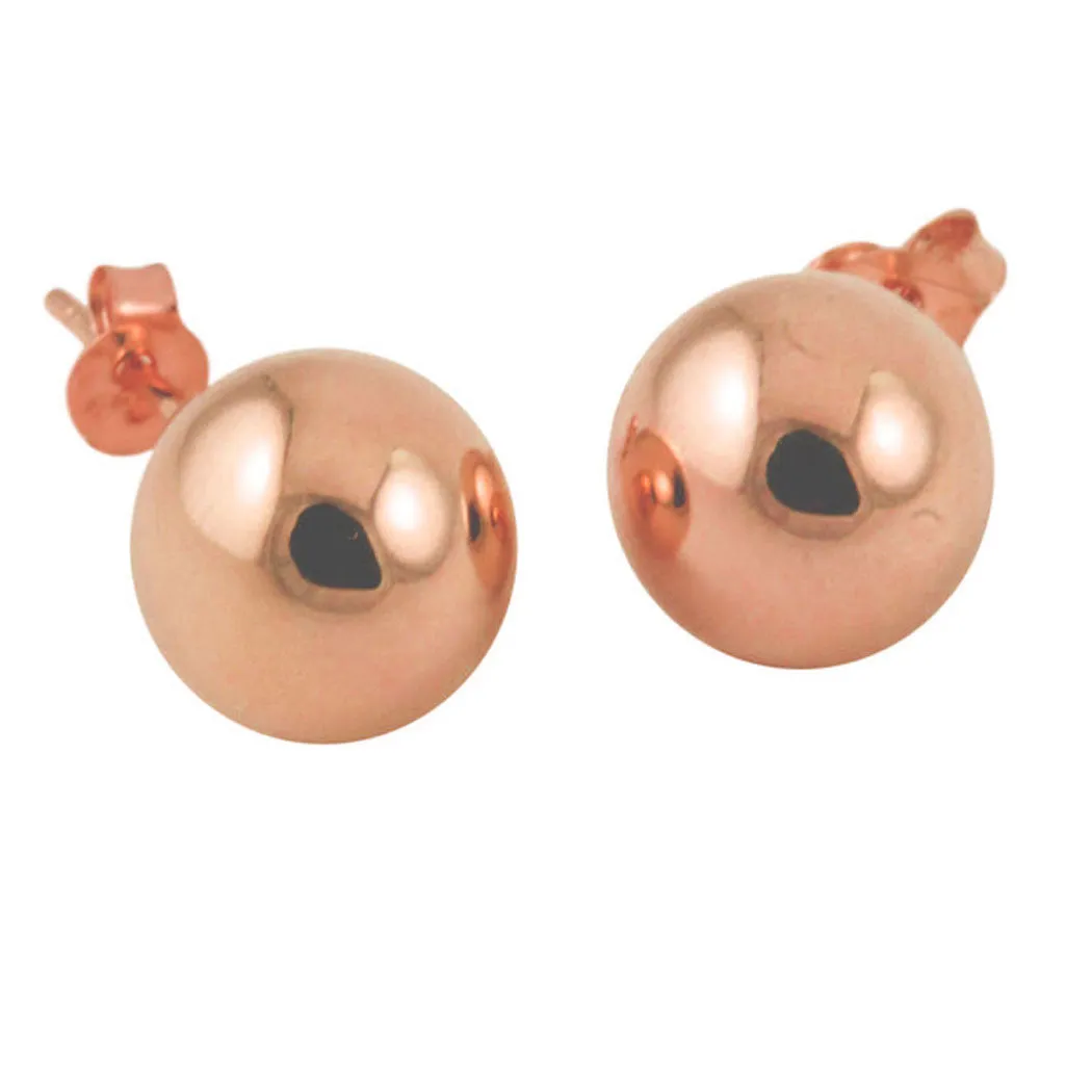 14k Rose Gold Round Bead Earrings