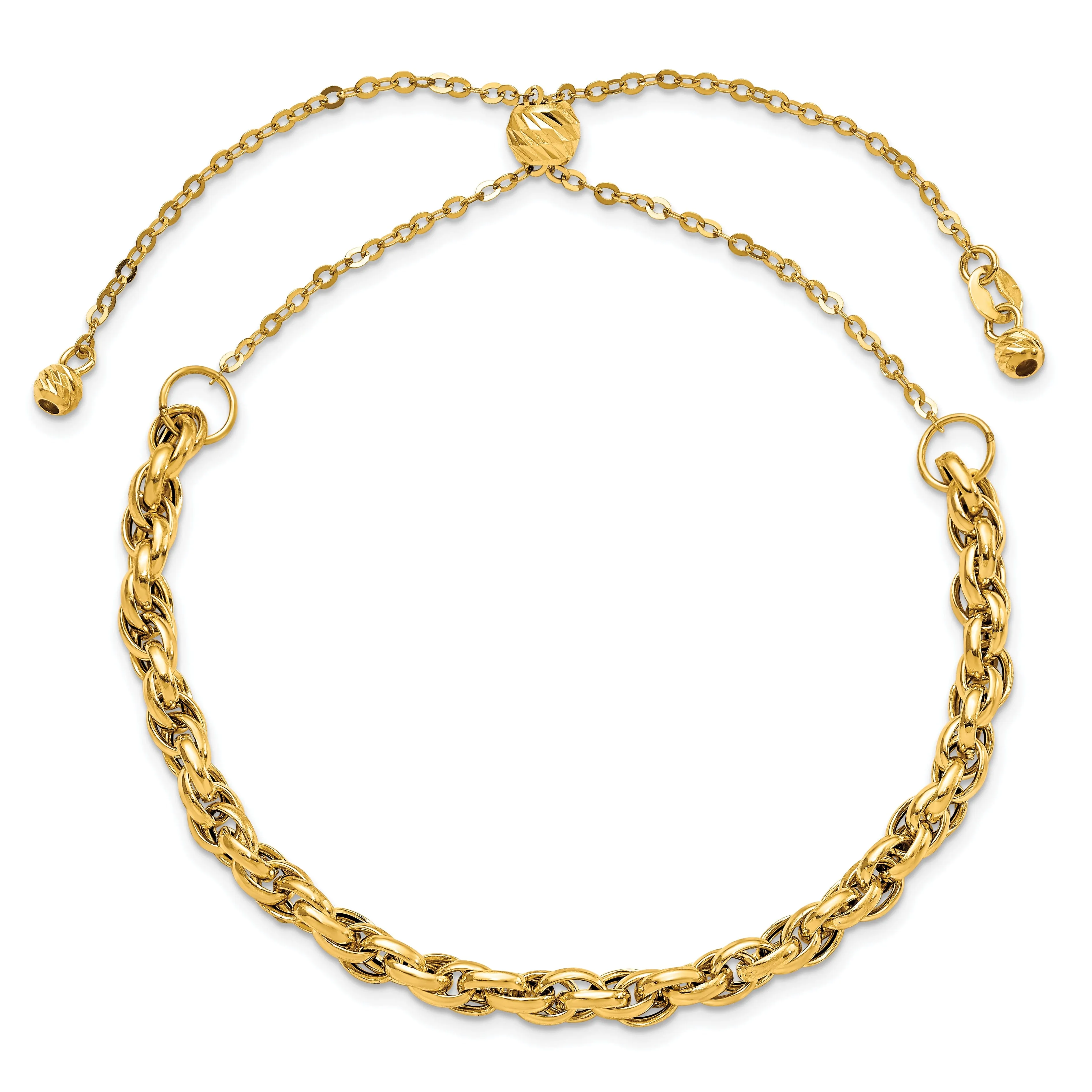 14k Yellow Gold Fancy Link Adjustable Bracelet