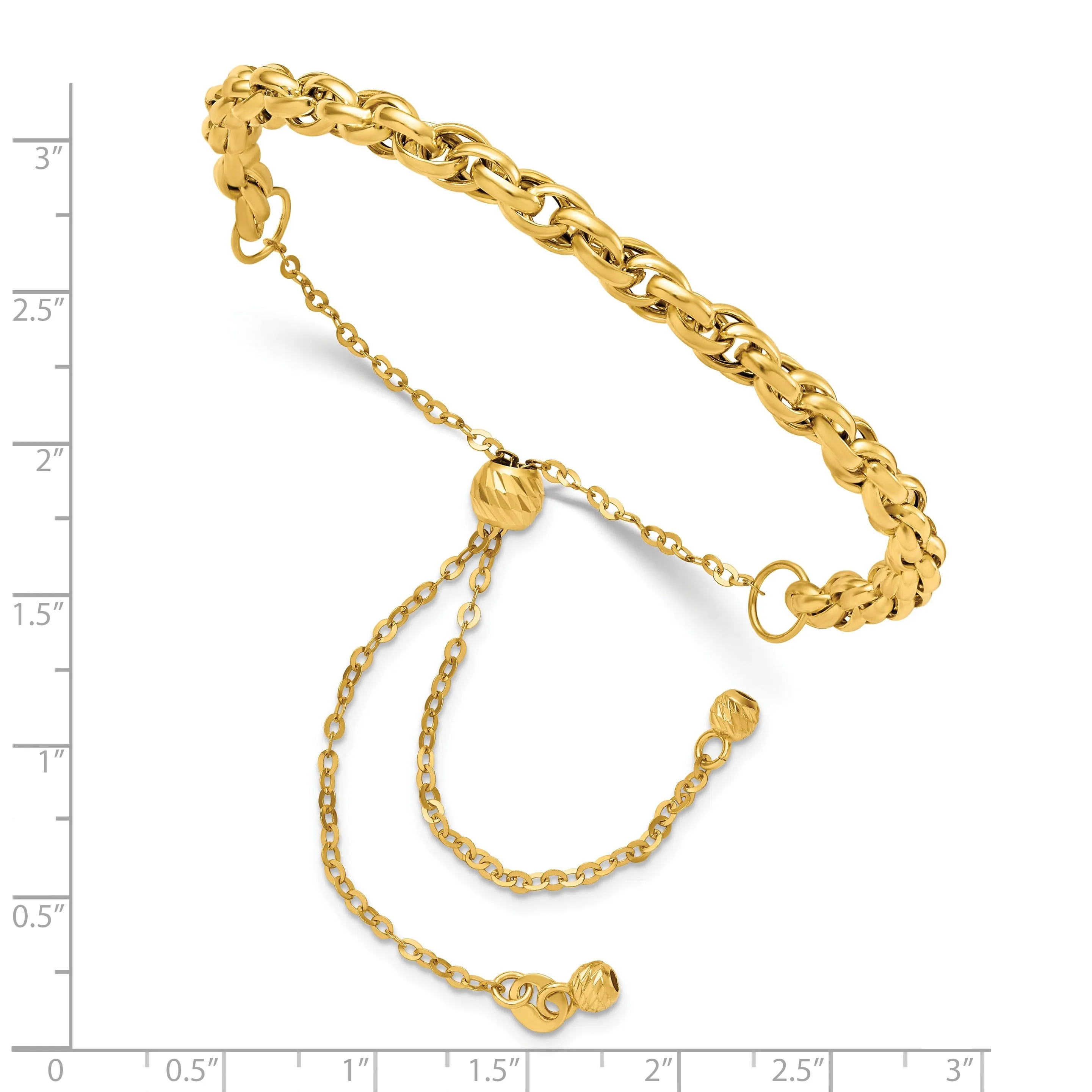 14k Yellow Gold Fancy Link Adjustable Bracelet