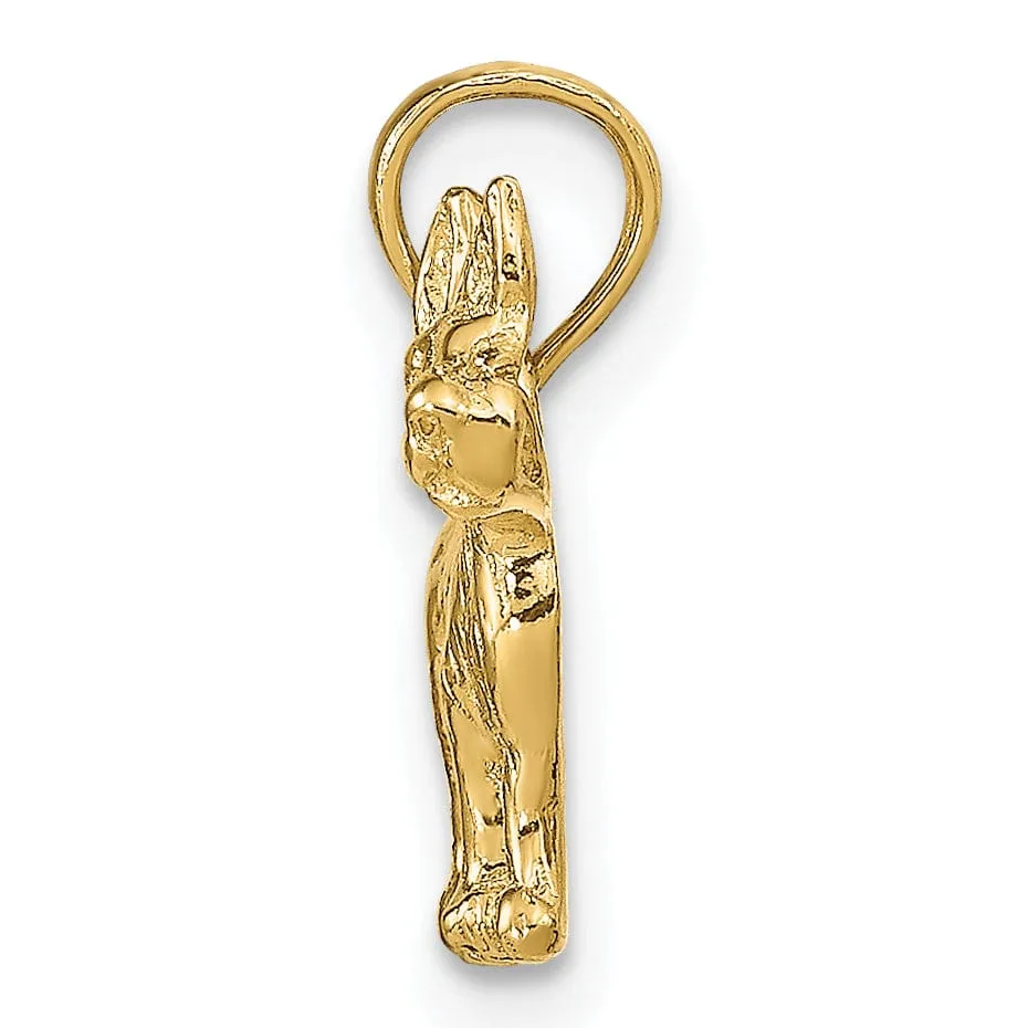 14k Yellow Gold Open Back Solid Textured Polished Finish Terrier Dog Charm Pendant