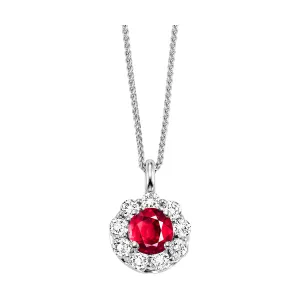 14Kt White Gold Diamond 1/2Ctw & Ruby 1/10Ctw Pendant