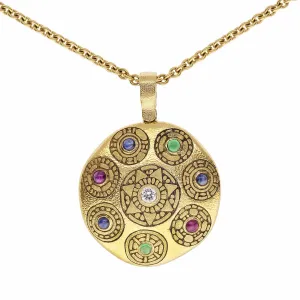 18k Aztec Calendar Pendant - M-155