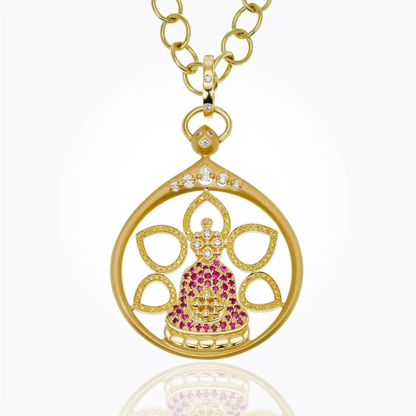 18K Buddha Pendant with ruby and diamond