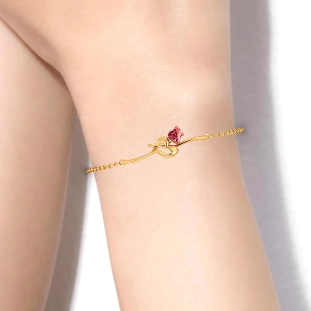 18k Gold Bracelet With A Tulip Flower Design