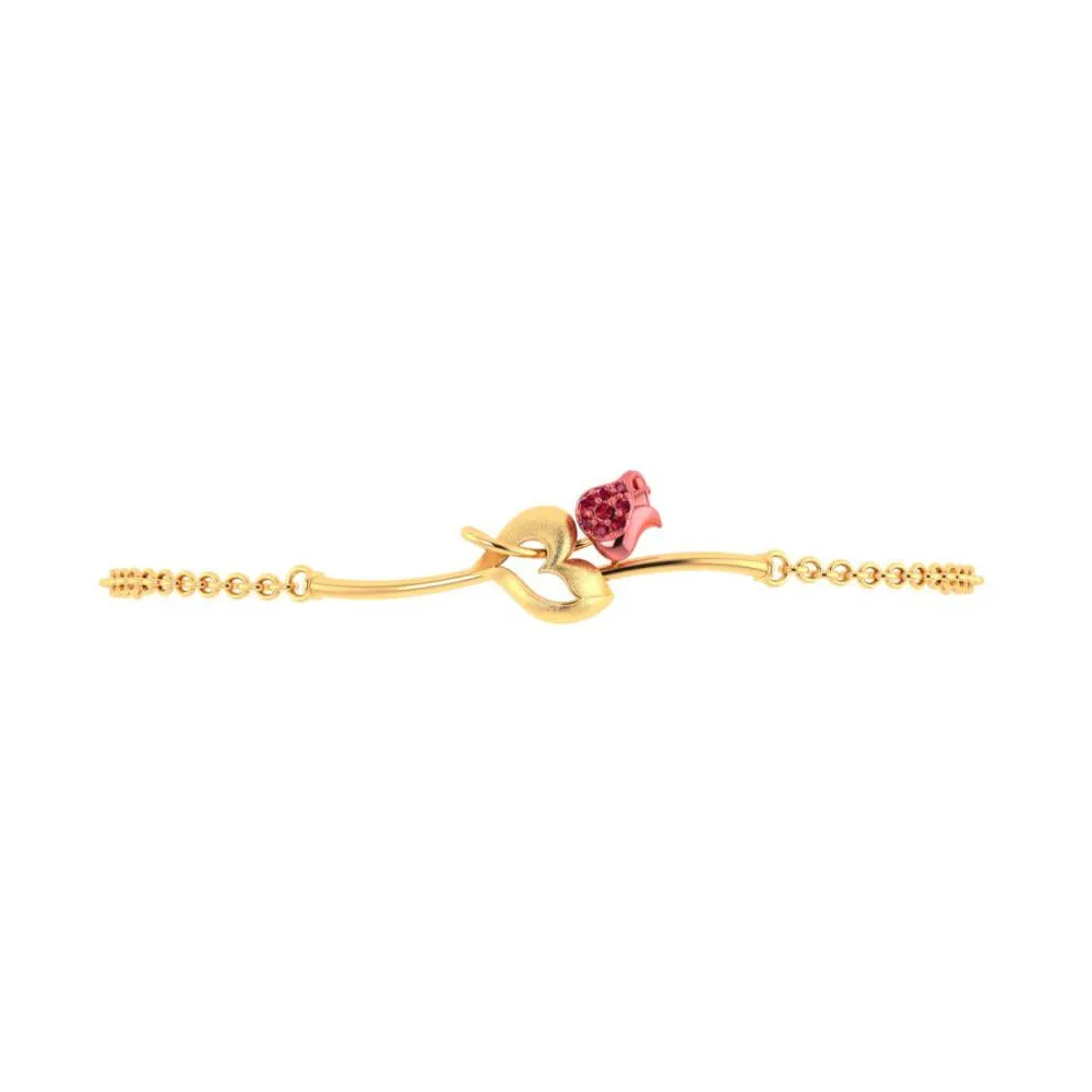 18k Gold Bracelet With A Tulip Flower Design