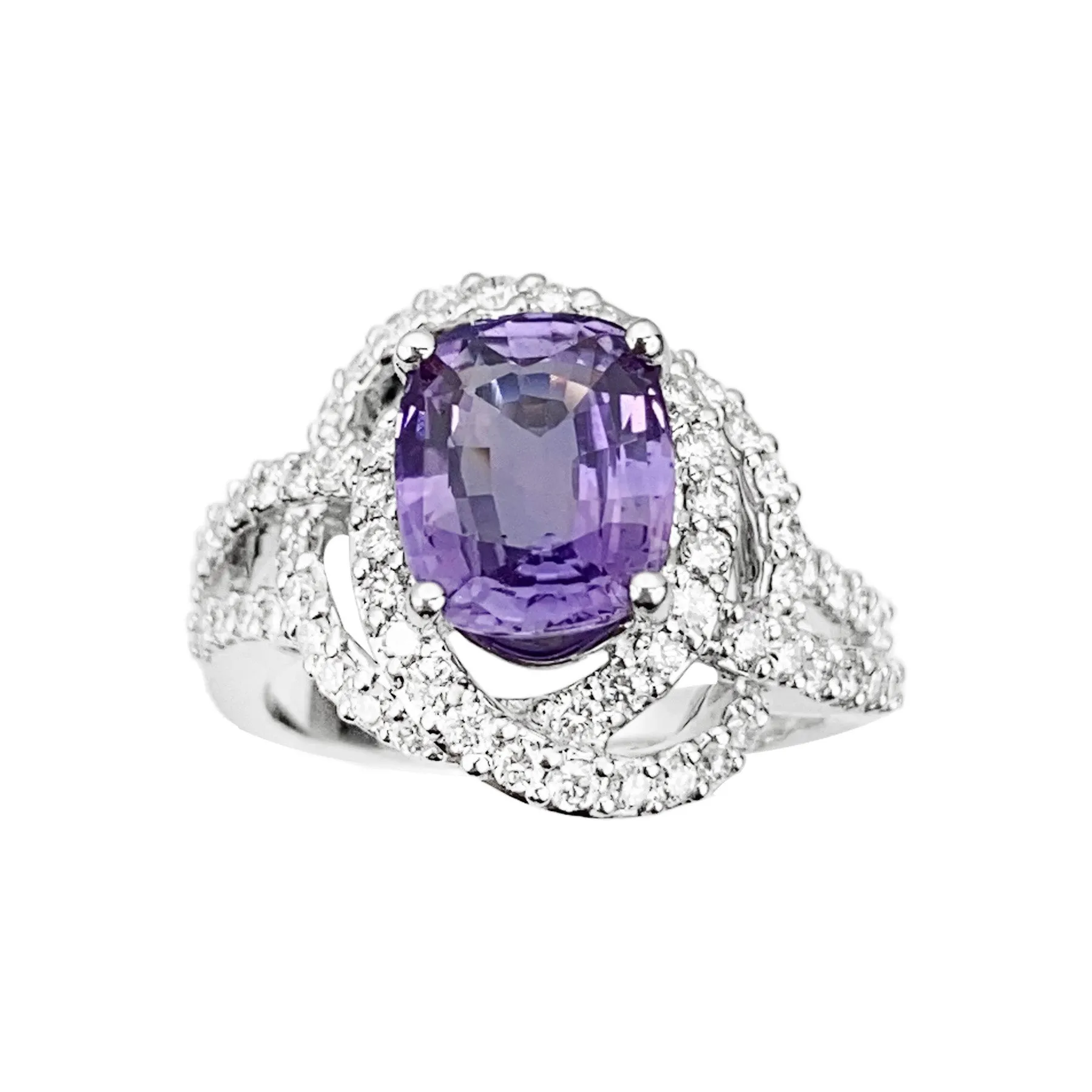 18K White Gold 7.19ct Purple Sapphire and Diamond Ring - 20427368