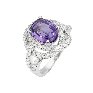 18K White Gold 7.19ct Purple Sapphire and Diamond Ring - 20427368