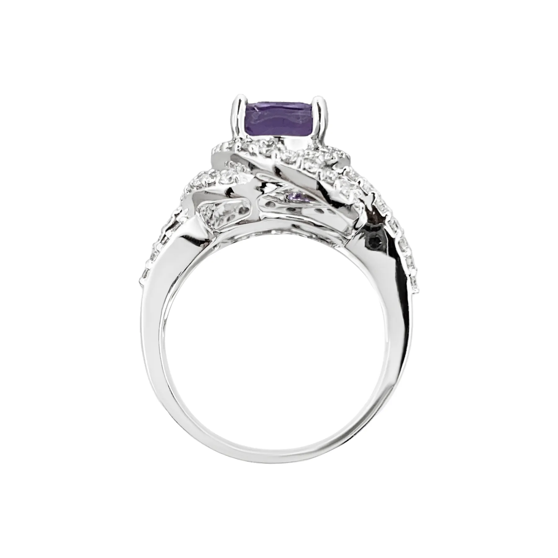 18K White Gold 7.19ct Purple Sapphire and Diamond Ring - 20427368