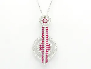 18K White Gold Ruby and Diamond Necklace