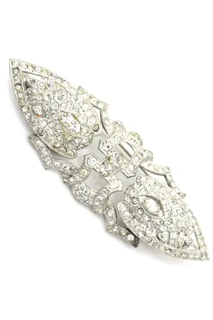 1930s Vintage Rhinestone Dress Clip Brooch Duette Style Bridal