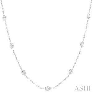 2 Ctw Marquise Cut Diamond Fashion Necklace in 14K White Gold