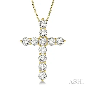 2 Ctw Round Cut Diamond Cross Pendant