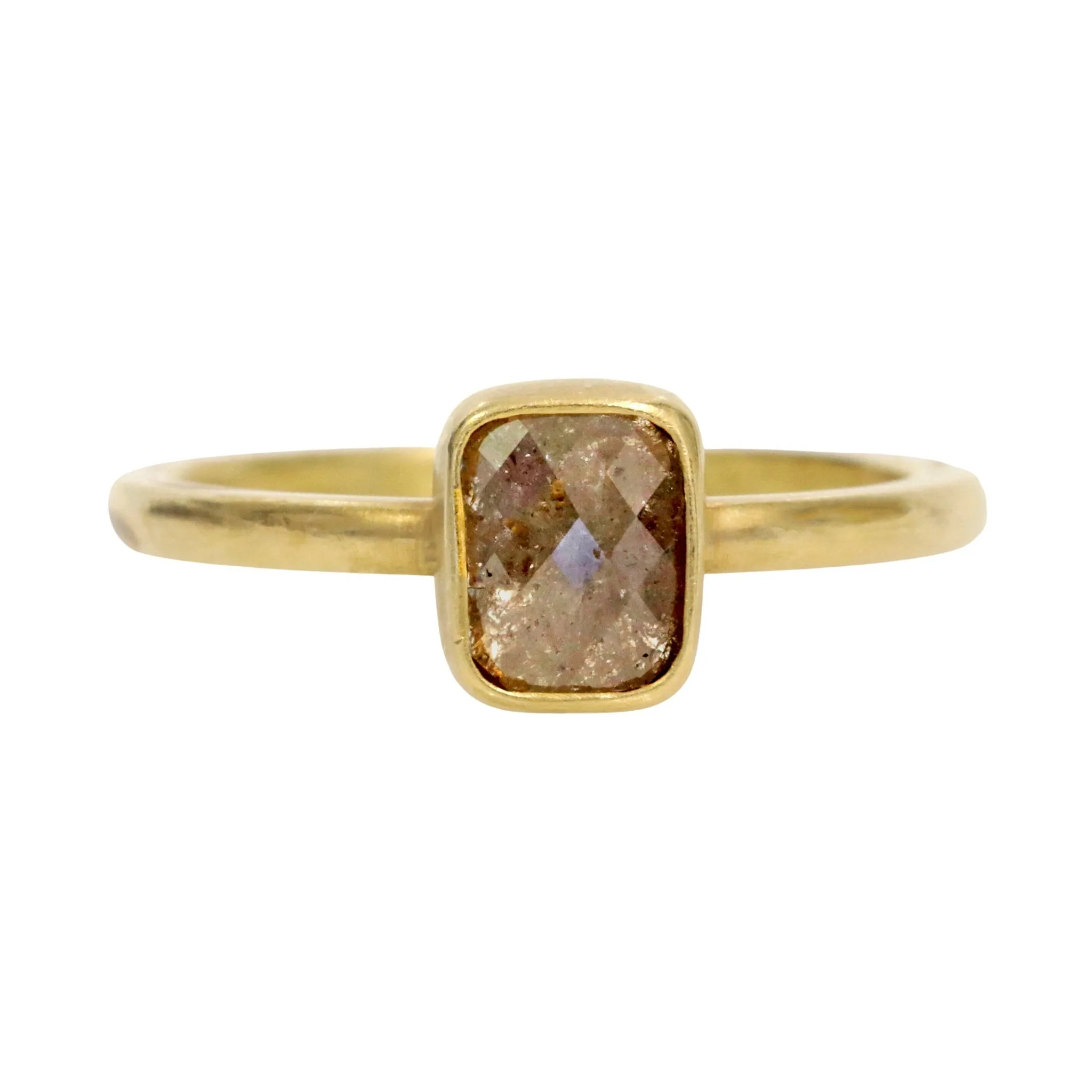 20K & 22K Gold Vertically-Set Rectangular Frosty Grey Diamond Ring