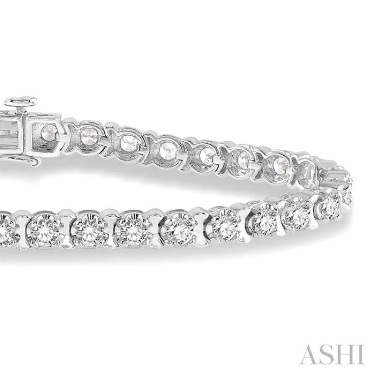 4 ctw Round Cut Diamond Tulip Bracelet in 14K White Gold