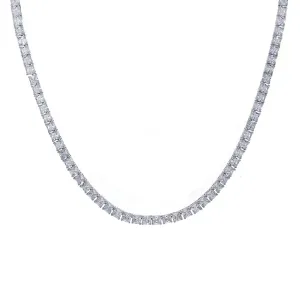 4mm Princess Cut Tennis Necklace