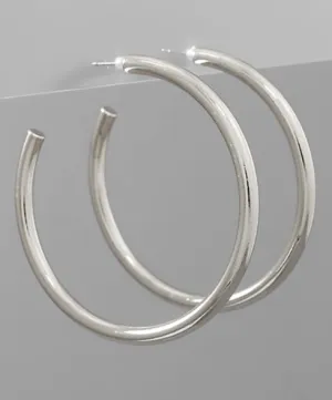 60mm Shiny Silver Hollow Hoops