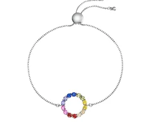 925 Silver Rainbow Crystal Colorful Bracelet