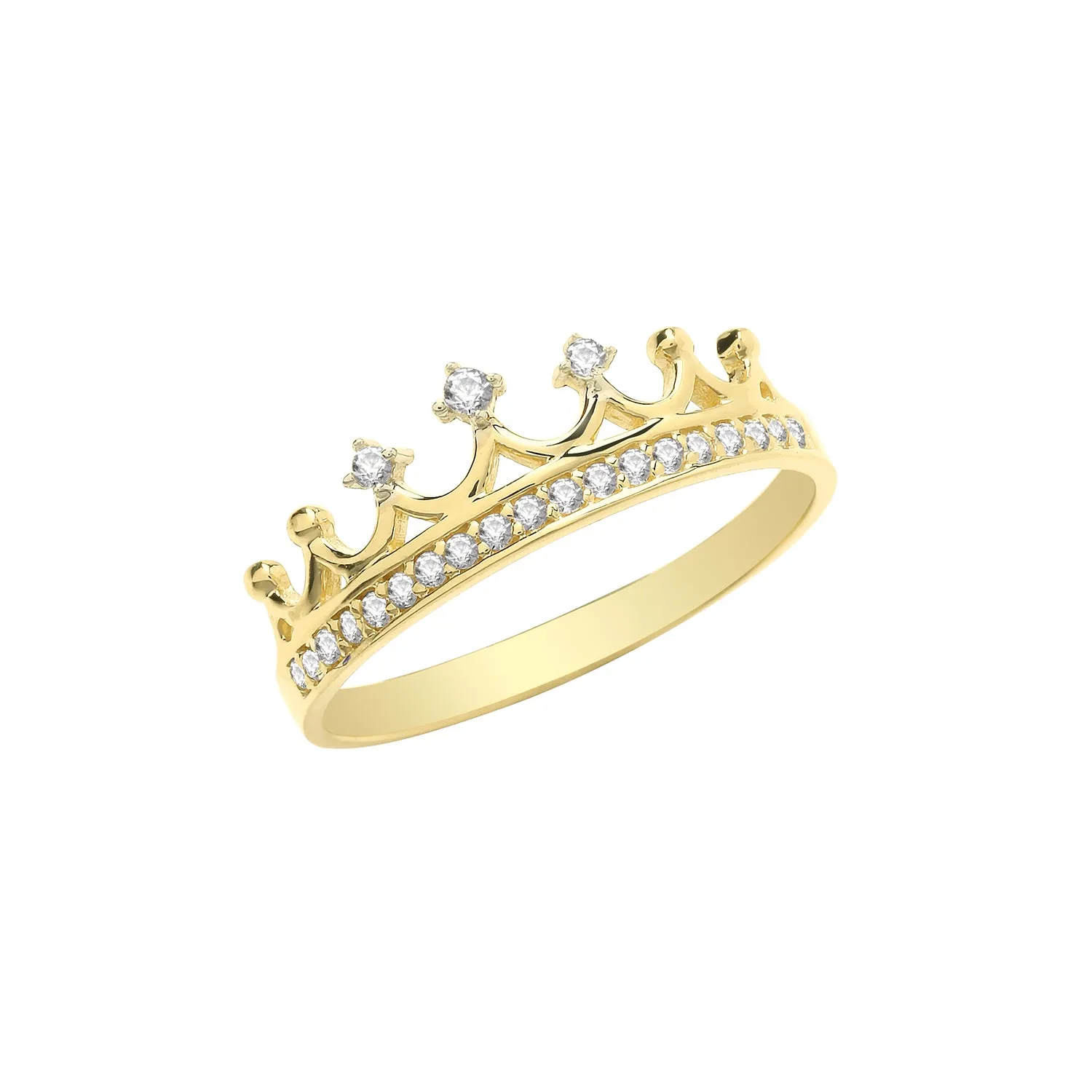 9CT GOLD CZ CROWN RING