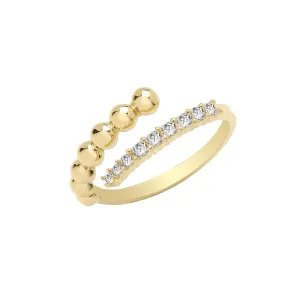 9CT GOLD CZ WRAPAROUND BOBBLE RING