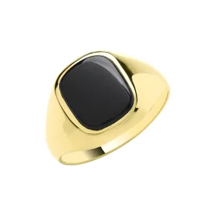 9CT GOLD GENTS' CUSHION BLACK ONYX PLAIN SIGNET RING