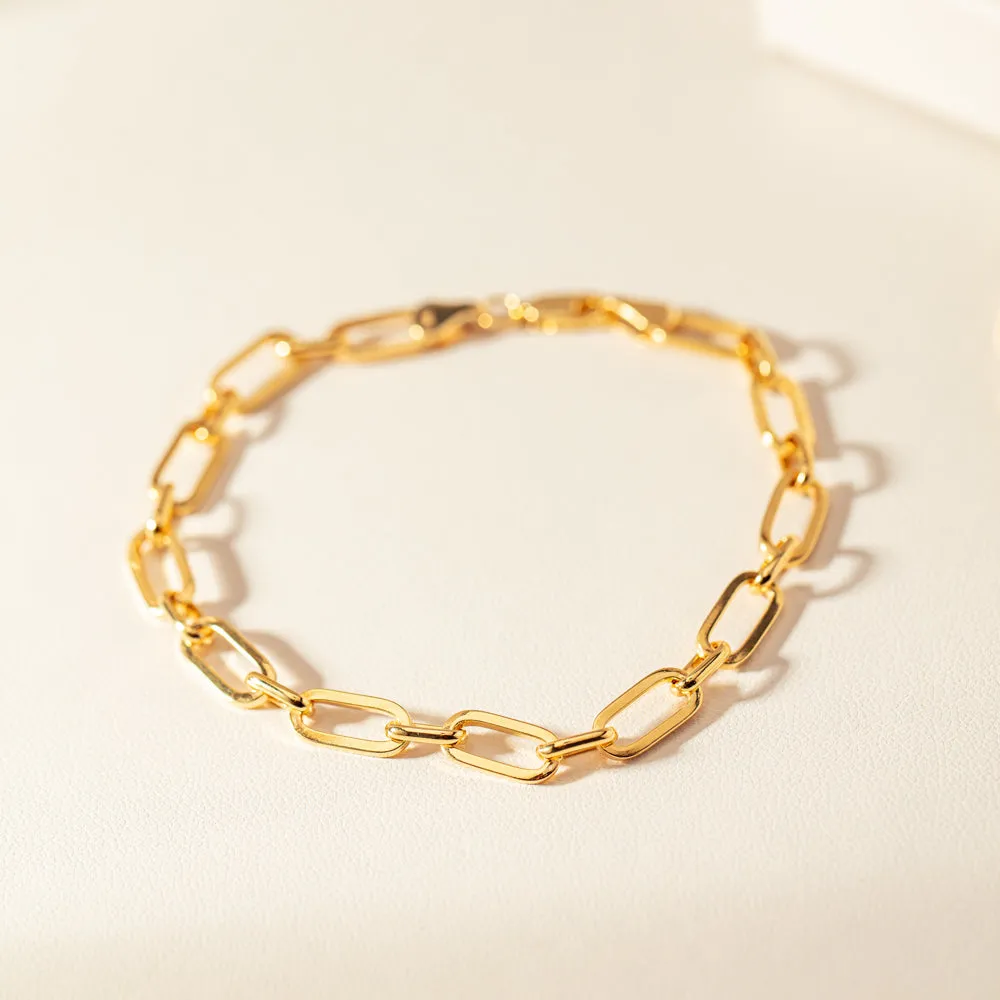 9ct Yellow Gold Paperclip Link Bracelet