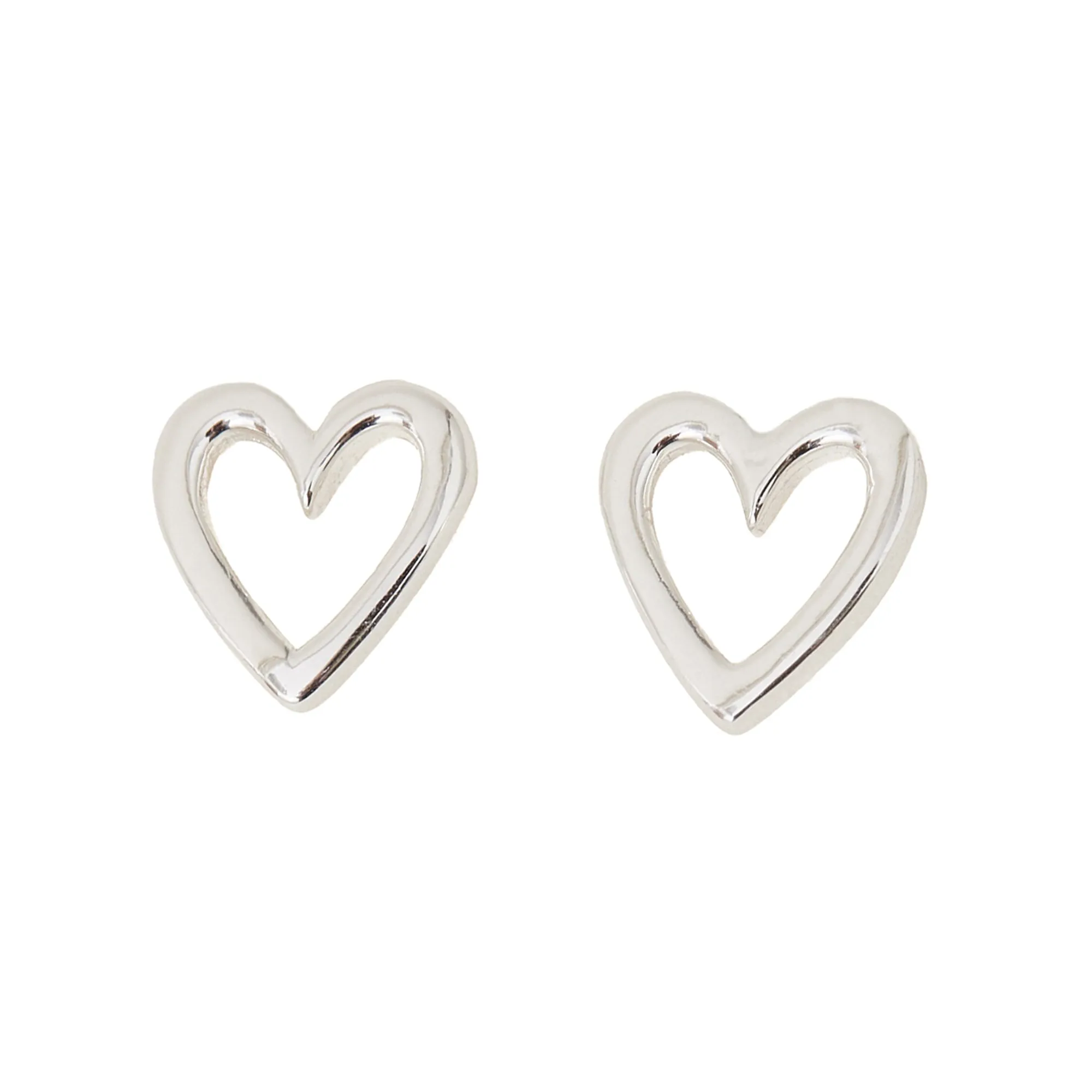 Accessorize London Women 925 Sterling Silver Cut-out Heart Stud Earrings