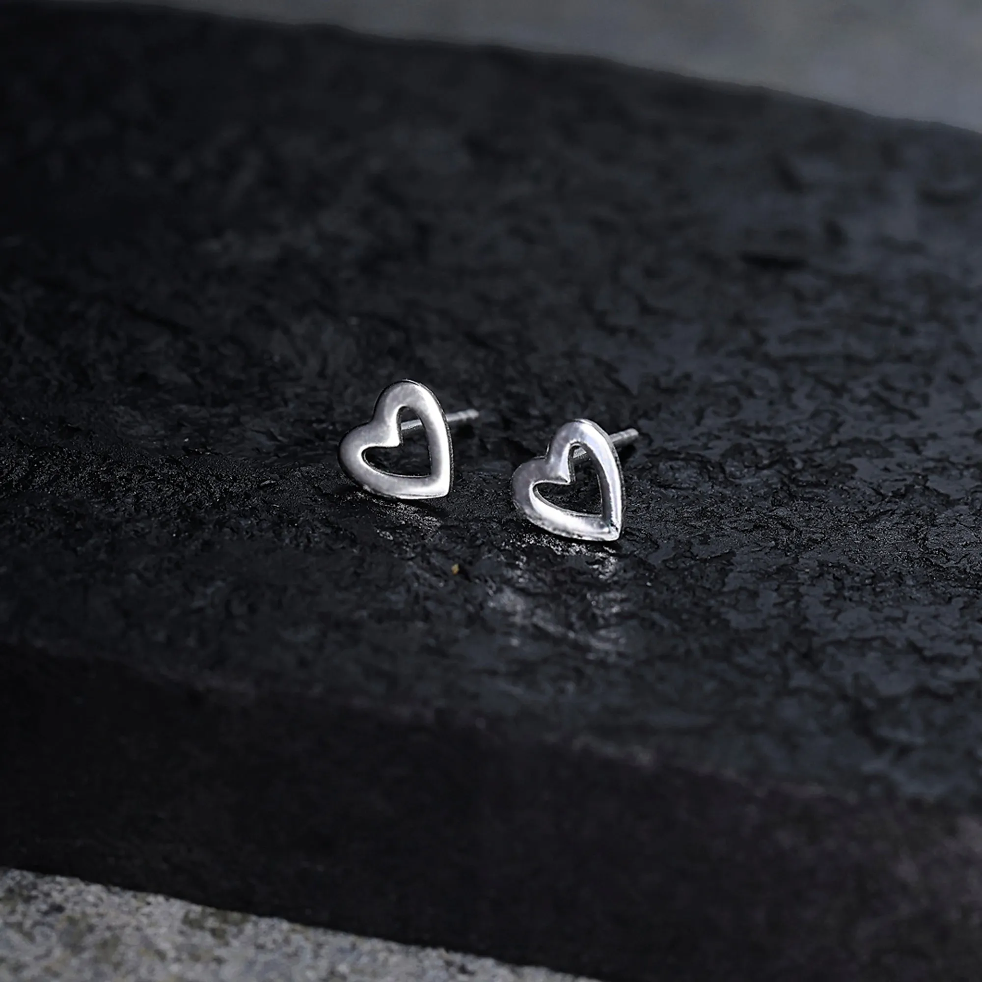 Accessorize London Women 925 Sterling Silver Cut-out Heart Stud Earrings