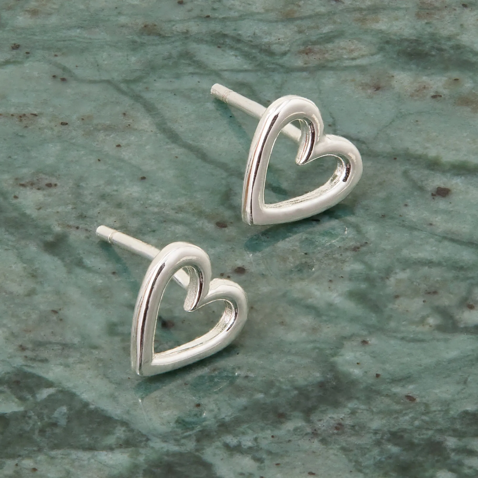 Accessorize London Women 925 Sterling Silver Cut-out Heart Stud Earrings