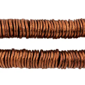 Antique Copper Wavy Crisp Beads (13mm, 8 Inch Strand)