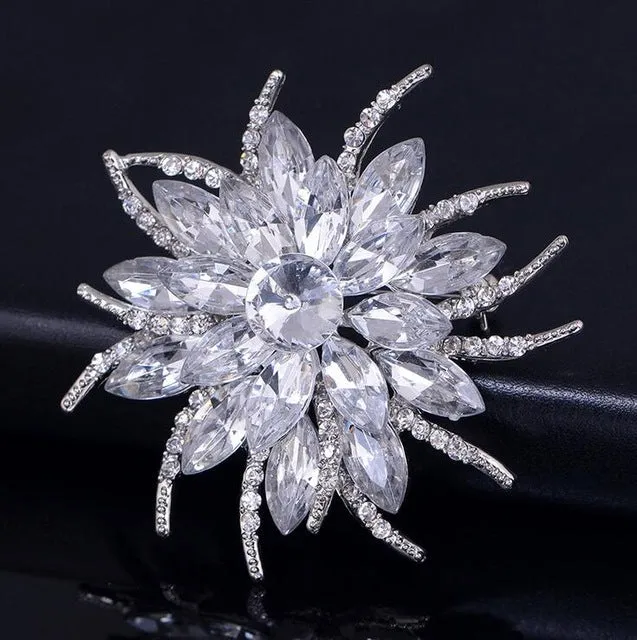 Austrian Crystal Brooch Pins For Women Top Quality Flower Broches Jewelry Fashion Wedding Party Invitation Bijoux Broche Femme