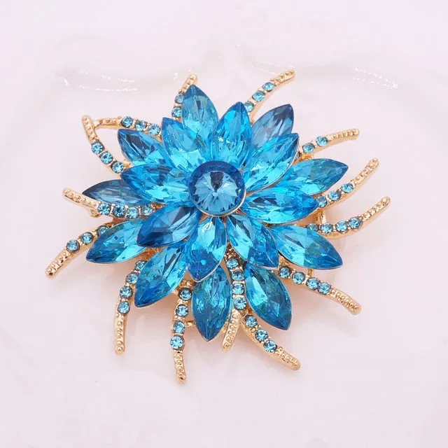 Austrian Crystal Brooch Pins For Women Top Quality Flower Broches Jewelry Fashion Wedding Party Invitation Bijoux Broche Femme