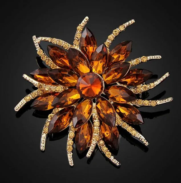 Austrian Crystal Brooch Pins For Women Top Quality Flower Broches Jewelry Fashion Wedding Party Invitation Bijoux Broche Femme