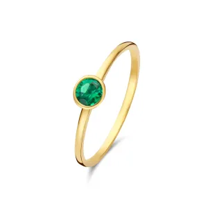 Baguette Olivia 14 karat gold ring with green zirconia