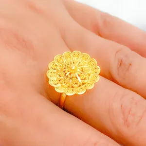 Beaded Floral Dome Ring