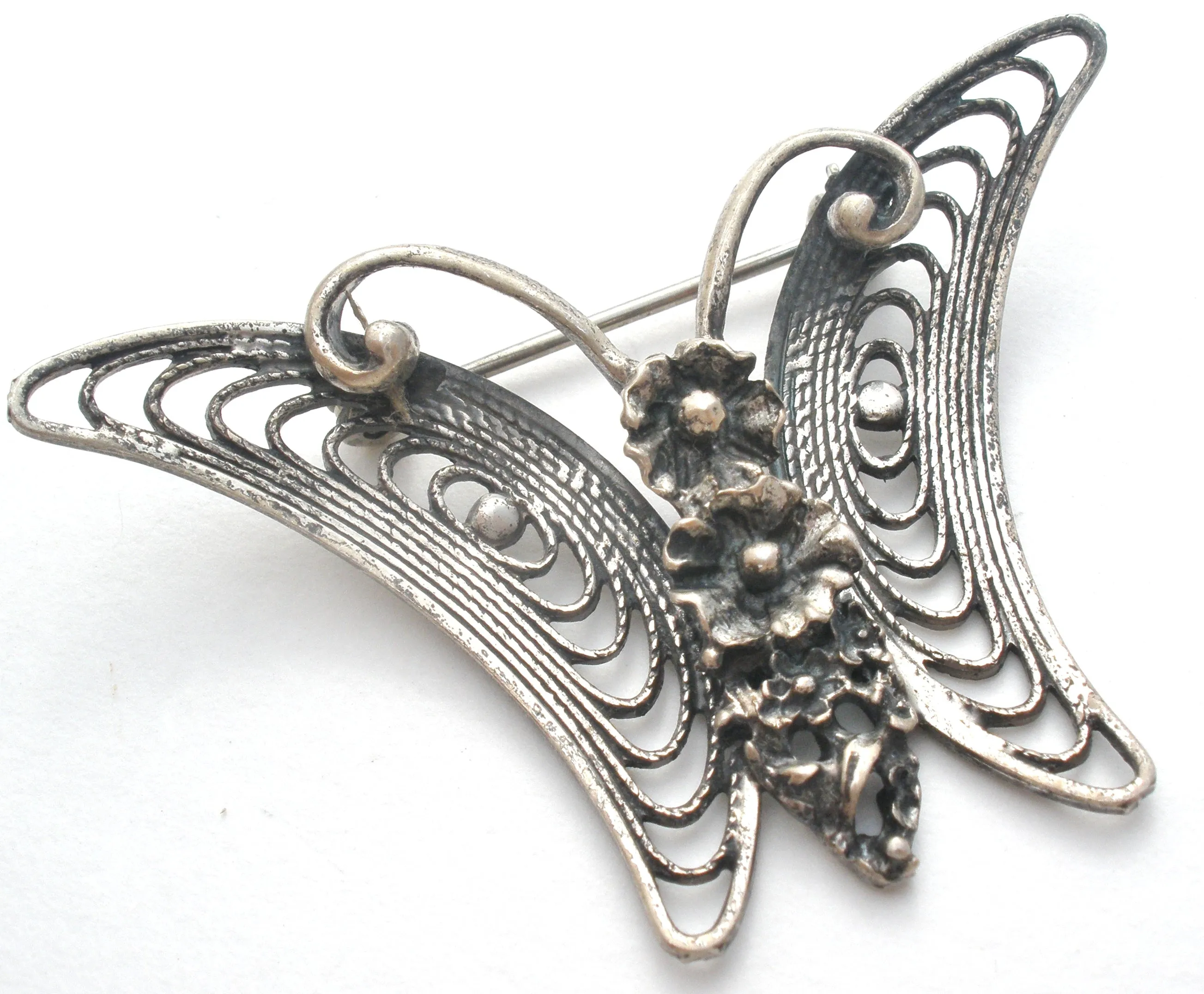 Beau Butterfly Brooch Sterling Silver Vintage