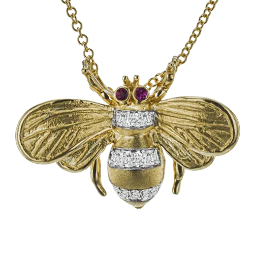 Bee Pendant Necklace in 18k Gold with Diamonds