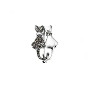 Beginnings Sterling Silver D274 Marc Plain Double Cat Brooch