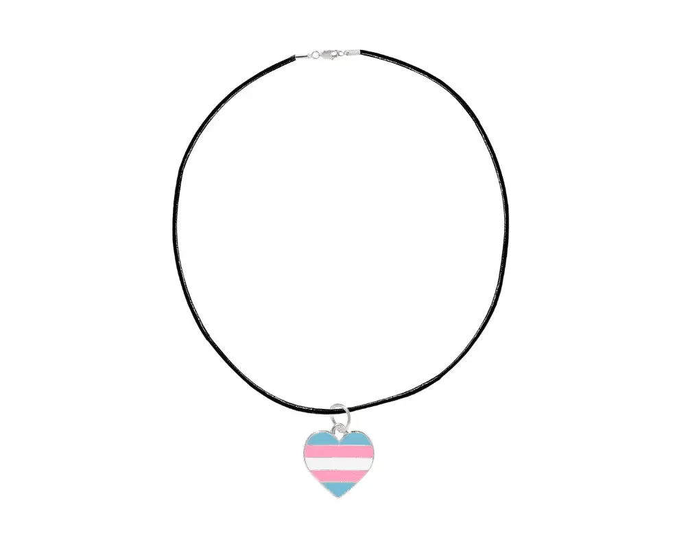 Black Cord Heart Transgender LGBTQ Necklaces