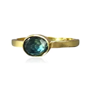 Blue Gold Rose Cut Montana Sapphire Ring