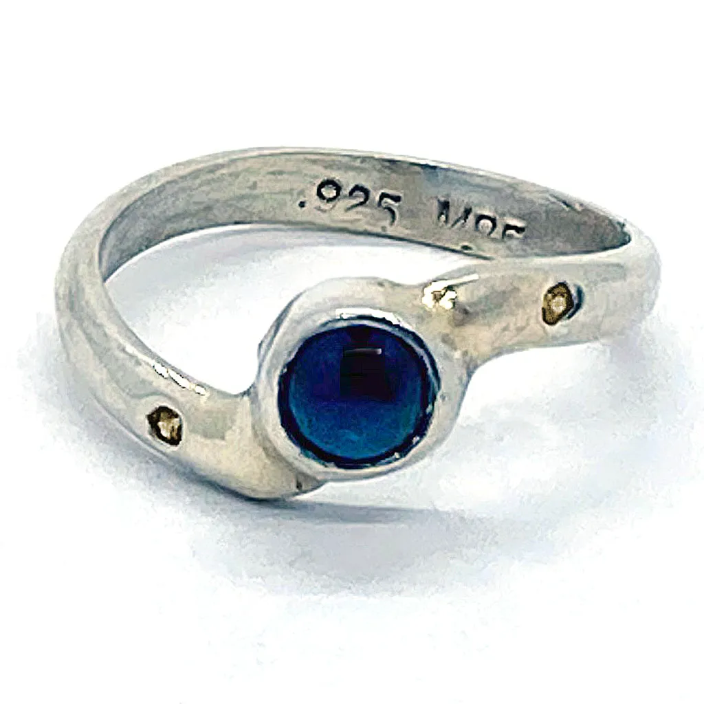 Blue Sapphire & Diamonds Ring (size 4 1/2)