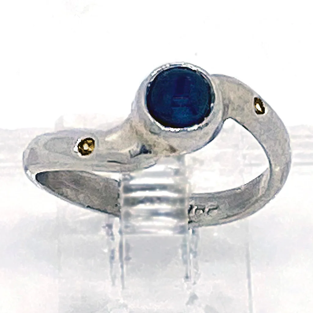 Blue Sapphire & Diamonds Ring (size 4 1/2)