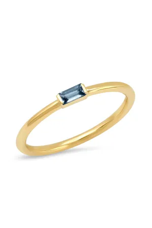 Blue Sapphire Baguette Solitaire Ring